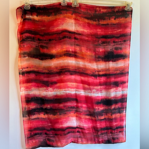 CALVIN KLEIN SHEER ABSTRACT WATER COLORS LIKE INFINITY SCARF - Picture 7 of 7